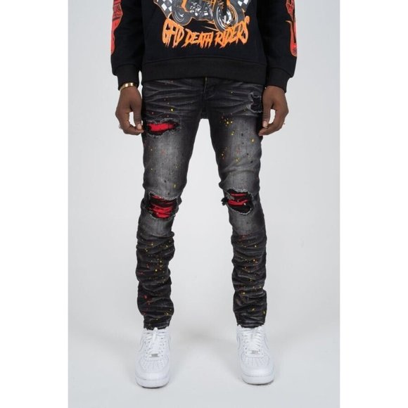 GFTDLA LOS ANGELES Jeans Denim Street Wear BROC BLACK JEANS NWT 36X32 NWT 94.99 - Picture 1 of 11